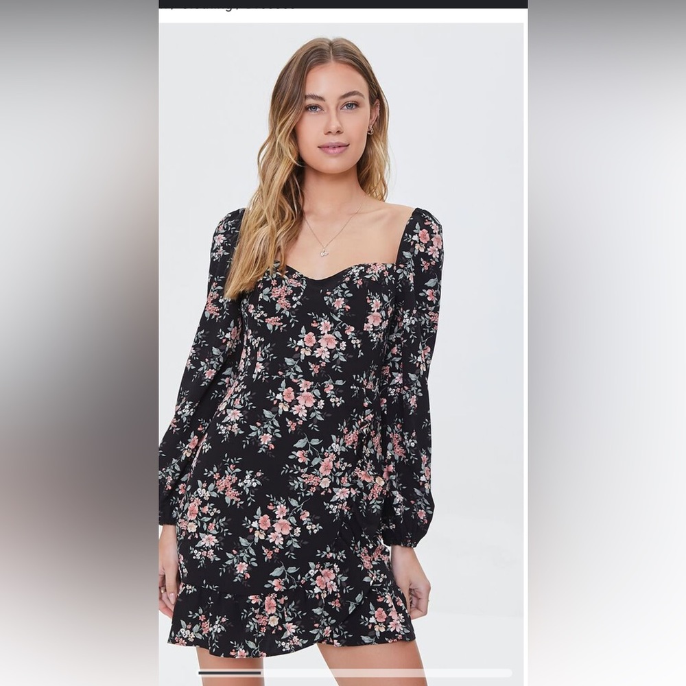 Floral Print Flounce Mini Dress